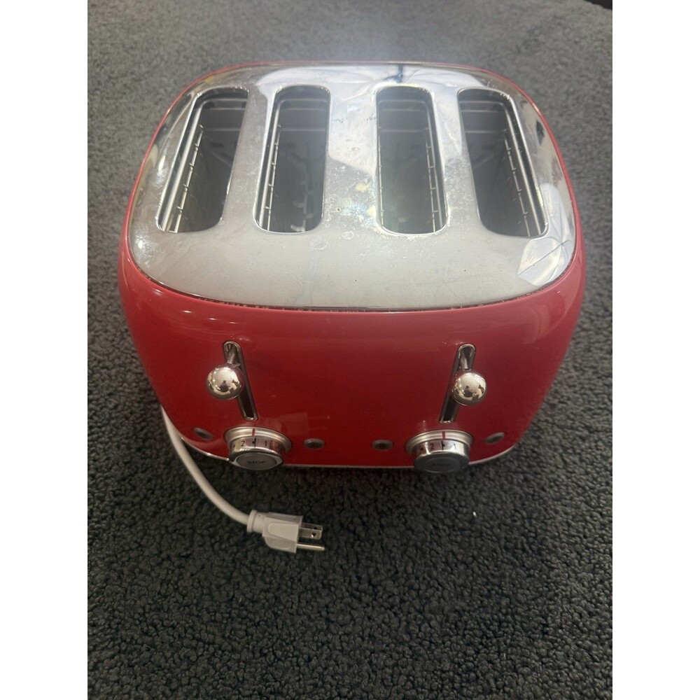 SMEG 4-Slice Retro Style Toaster [TSF03], Red Clean
